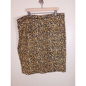 Who What Wear Mob Wife‎ Leopard Print Slit Midi Women's Skirt Size 20W NWT